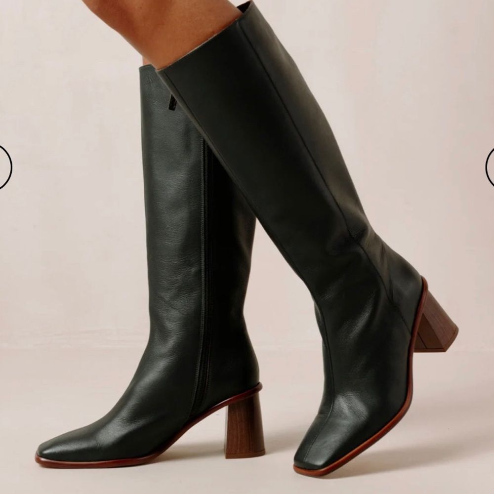 ALOHAS East Knee High Leather Boot- Dark Green